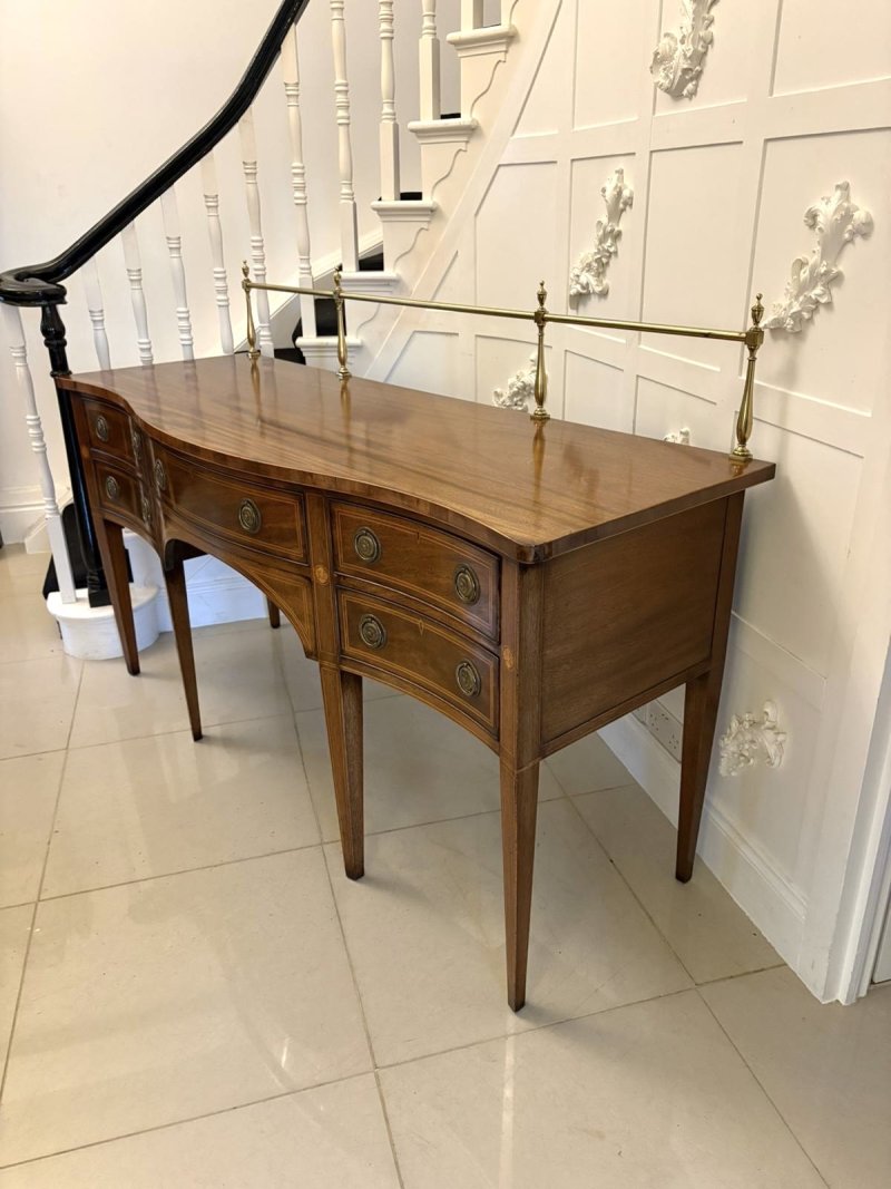 Antique Edwardian Figured Mahogany Serpentine Sideboard - Image 2